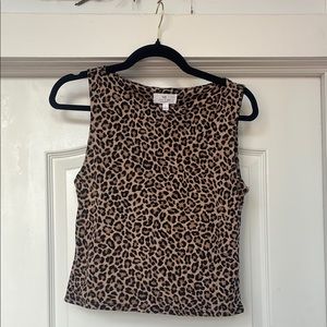 Fitted Brown and Black Animal Print Tank Top